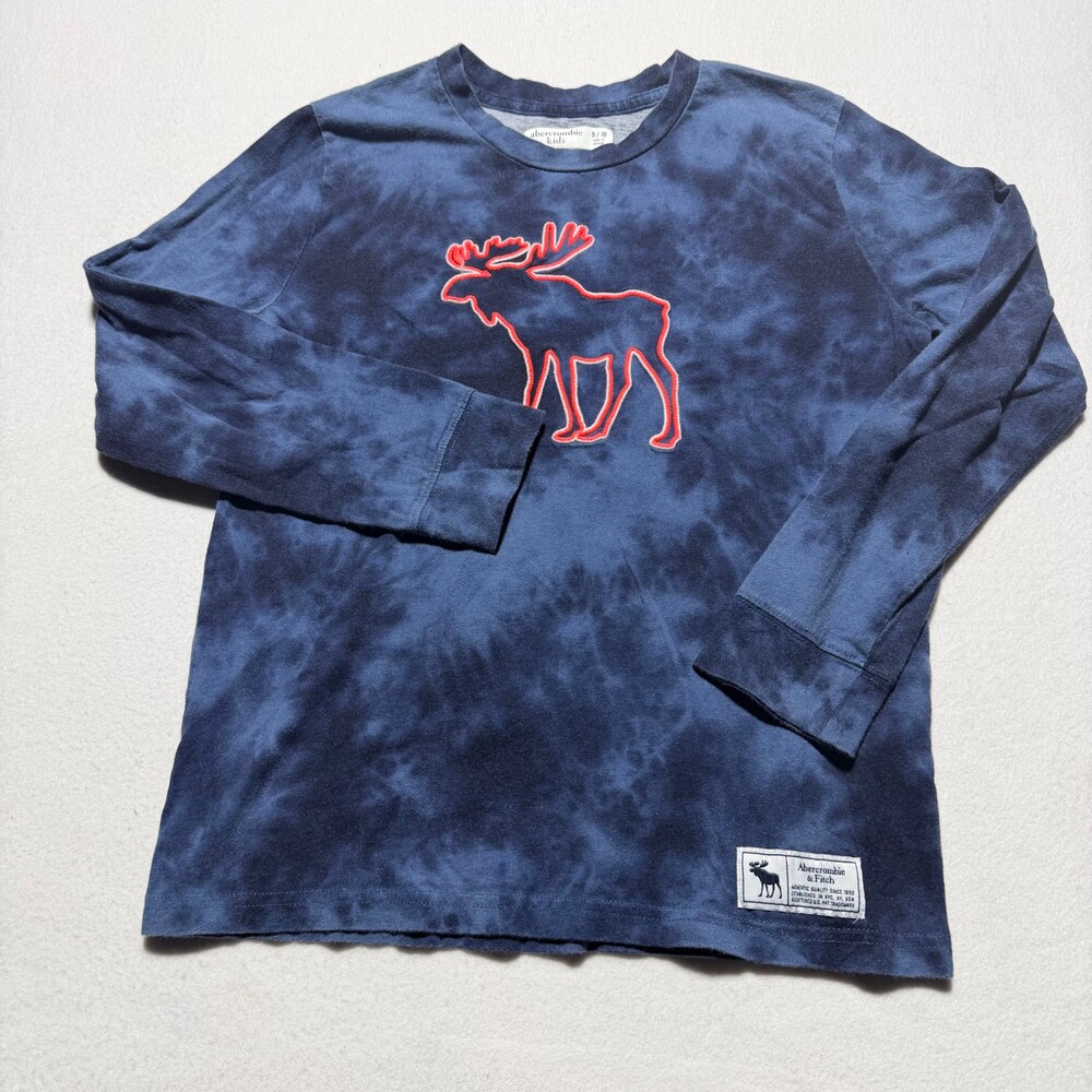 Abercrombie Kids 9/10 Navy Blue Tie-Dye Long Sleeve Shirt